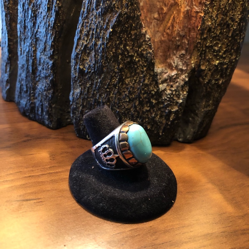 Turquoise Stone Ring For Men Silver 925
